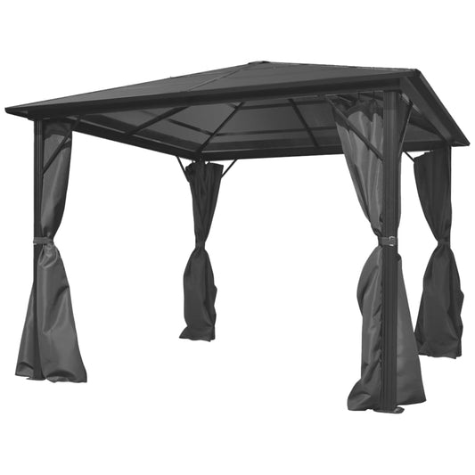 Paviljong med gardin antrasitt aluminium 300x300 cm