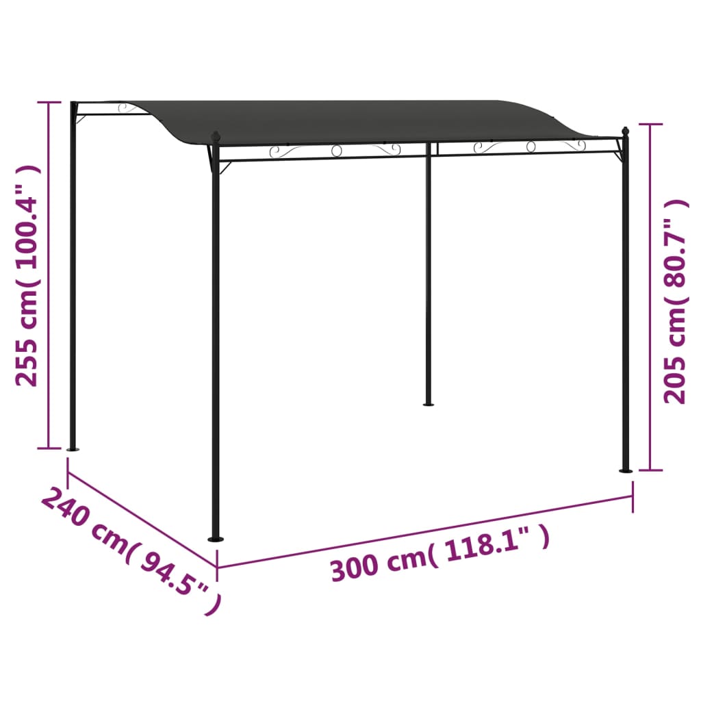Paviljong 3x2,4 m antrasitt