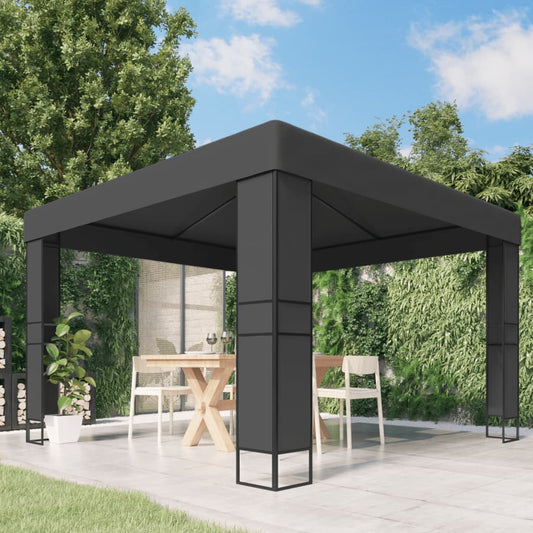 Paviljong med dobbelt tak 3x3 m antrasitt