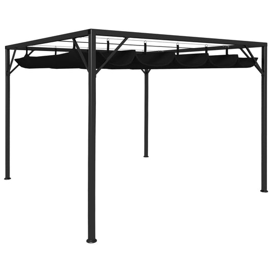 Paviljong med uttrekkbar solskjerm 3x3 m antrasitt