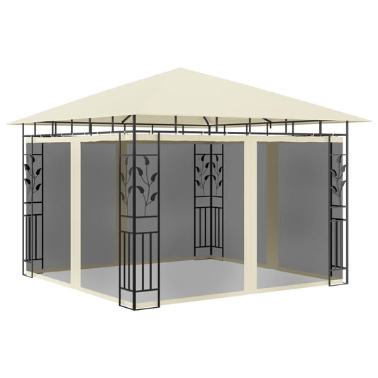 Paviljong med myggnett 3x3x2,73 m kremhvit 180 g/m²