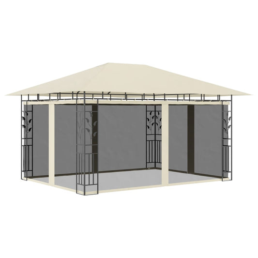 Paviljong med myggnett 4x3x2,73 m kremhvit 180 g/m²
