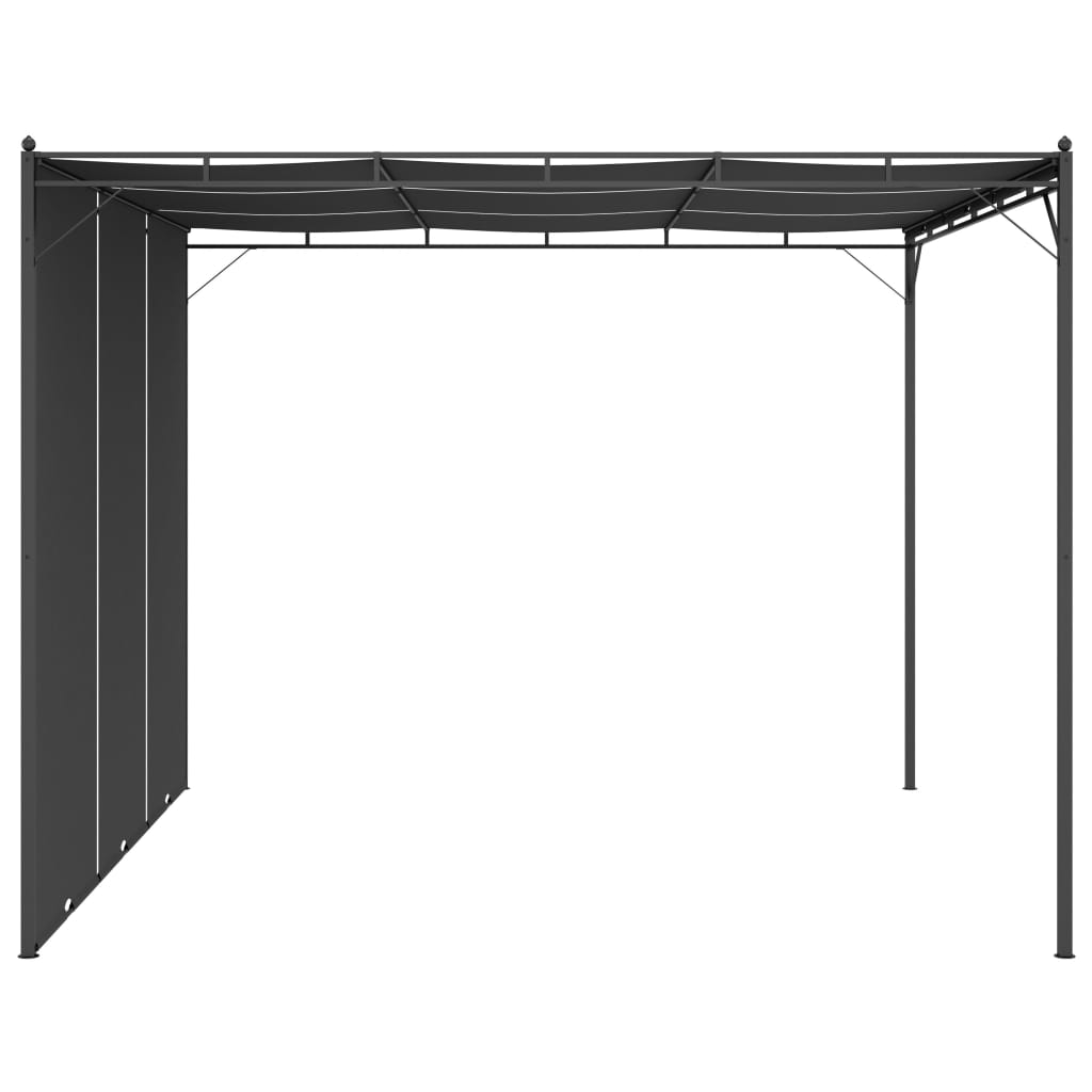 Hagepaviljong med sidegardin 3x3x2,25 m antrasitt
