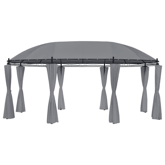 Paviljong med gardiner 520x349x255 cm antrasitt