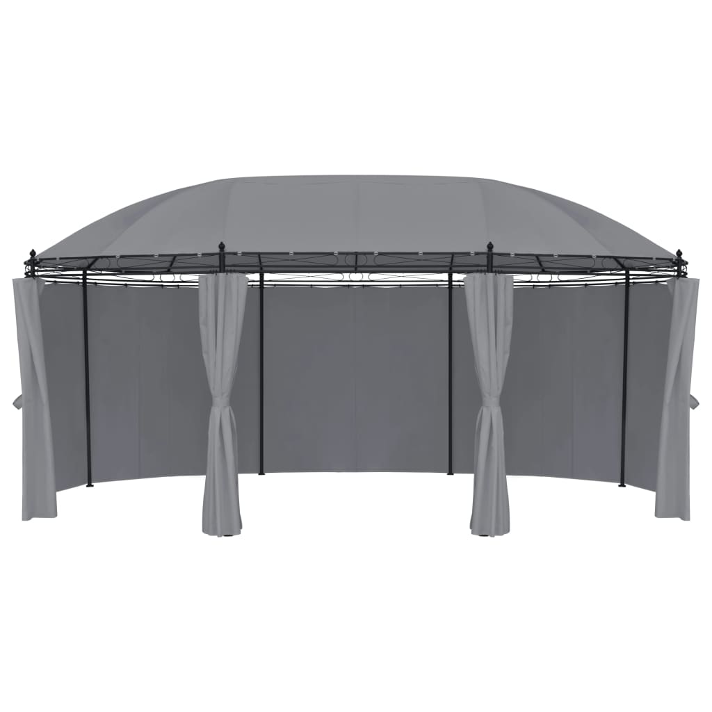Paviljong med gardiner 520x349x255 cm antrasitt