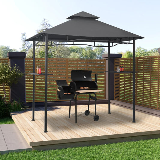 Paviljong til grilling 240x150x255 cm antrasitt stål