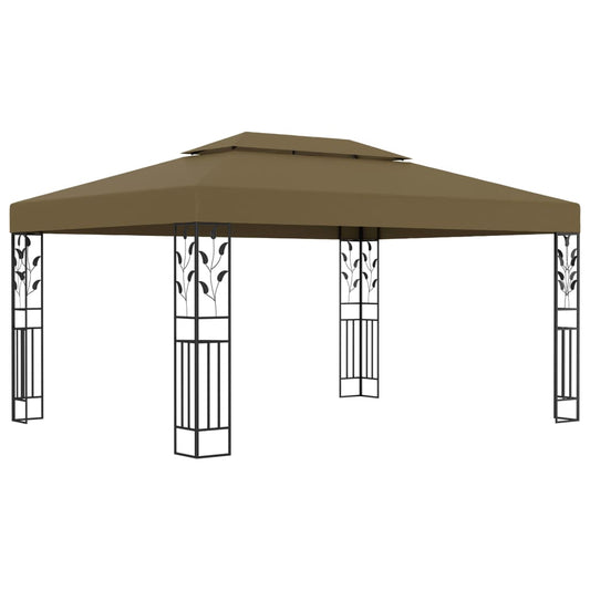 Paviljong med dobbelt tak 3x4 m gråbrun 180 g/m²