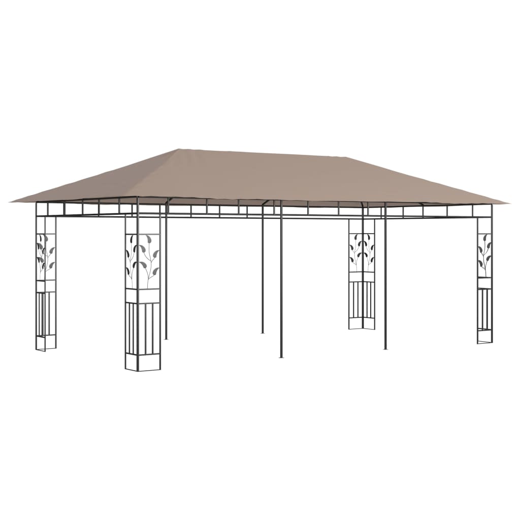 Paviljong med myggnett 6x3x2,73 m gråbrun 180 g/m²