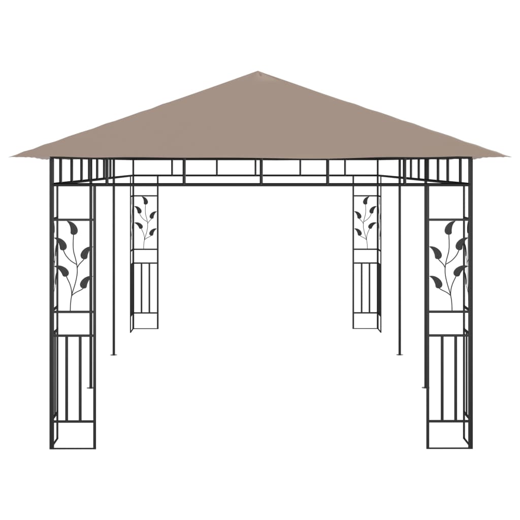 Paviljong med myggnett 6x3x2,73 m gråbrun 180 g/m²