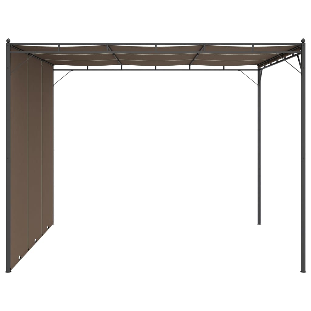 Hagepaviljong med sidegardin 3x3x2,25 m gråbrun