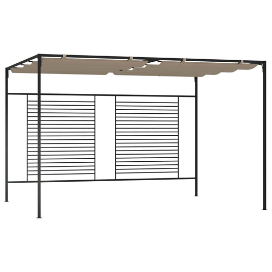 Paviljong med uttrekkbart tak 3x4x2,3 m gråbrun 180 g/m²