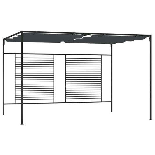 Paviljong med uttrekkbart tak 4x3x2,3 m antrasitt 180 g/m²