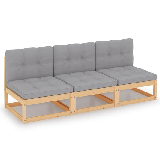 Sofa med puter 3-seters heltre furu