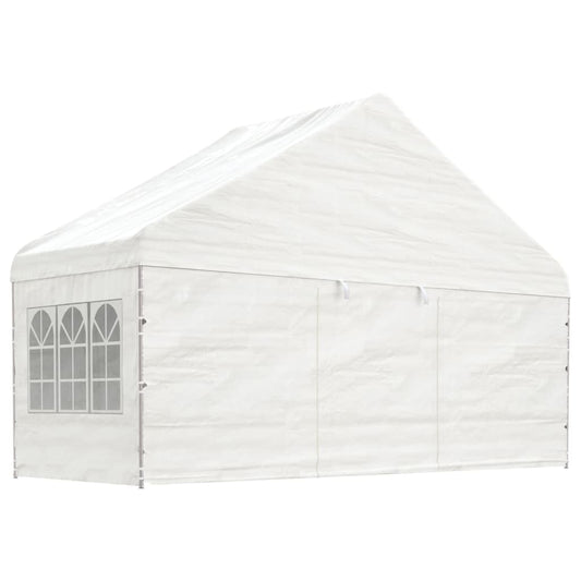 Paviljong med tak hvit 5,88x2,23x3,75 m polyetylen