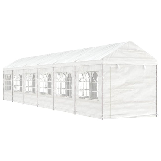 Paviljong med tak hvit 13,38x2,28x2,69 m polyetylen