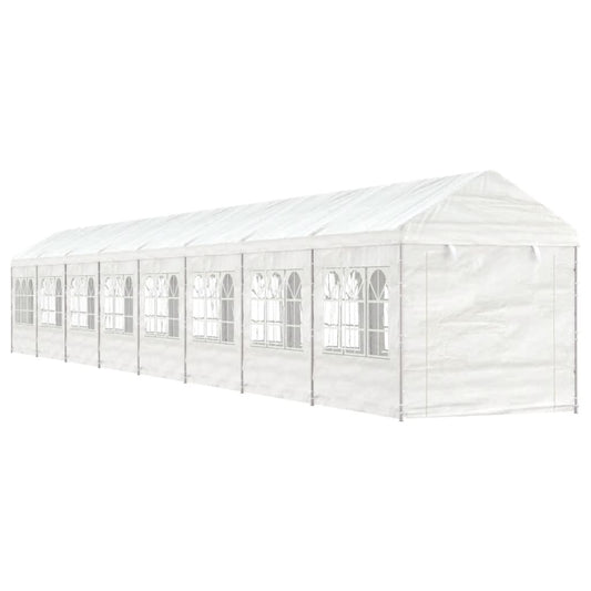 Paviljong med tak hvit 17,84x2,28x2,69 m polyetylen