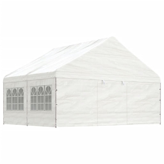 Paviljong med tak hvit 4,46x5,88x3,75 m polyetylen