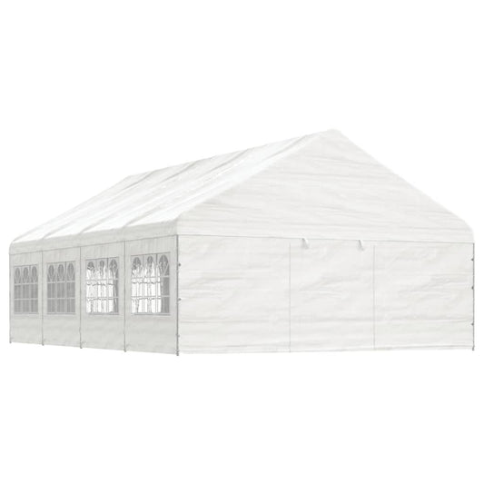 Paviljong med tak hvit 8,92x5,88x3,75 m polyetylen