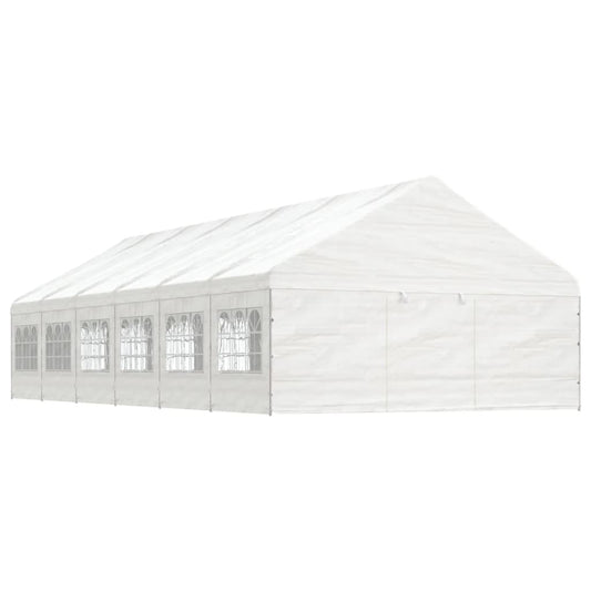 Paviljong med tak hvit 13,38x5,88x3,75 m polyetylen