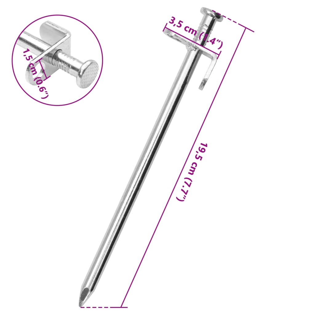 Teltplugger 24 stk 19,5 cm 8 mm galvanisert stål