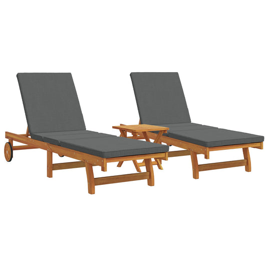 Vognede Solsenger 2 stk med Bord & Pute i Solid Akasietre