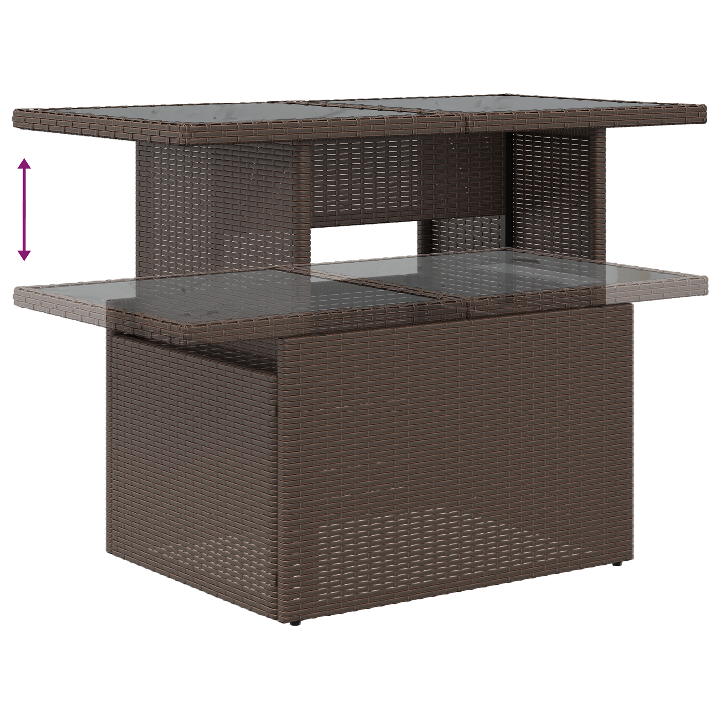 9-delt hagesofa sett med puter brun poly rattan