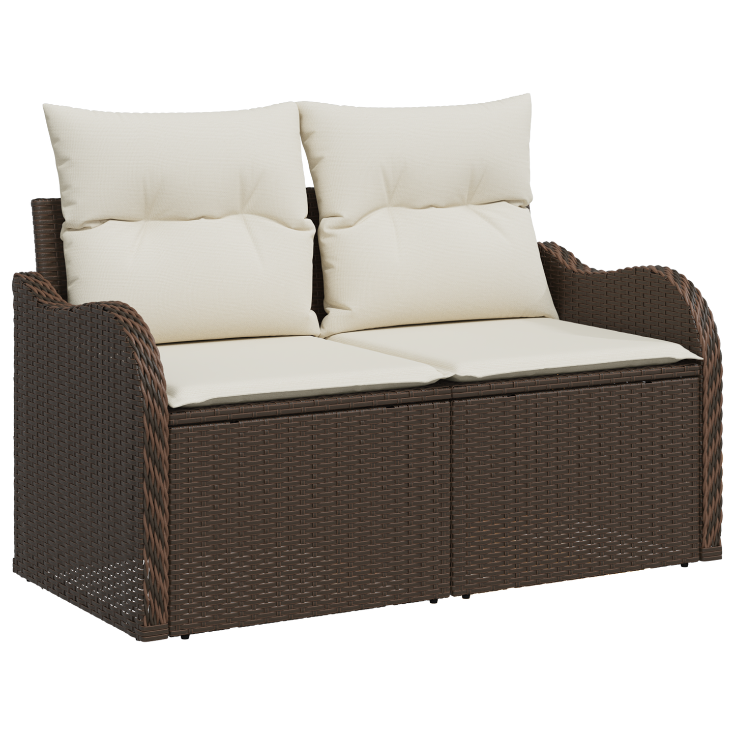 9-delt hagesofa sett med puter brun poly rotting