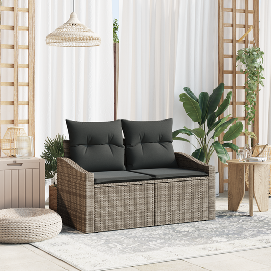 2-seters hage-sofa med puter Grå Polyrotting